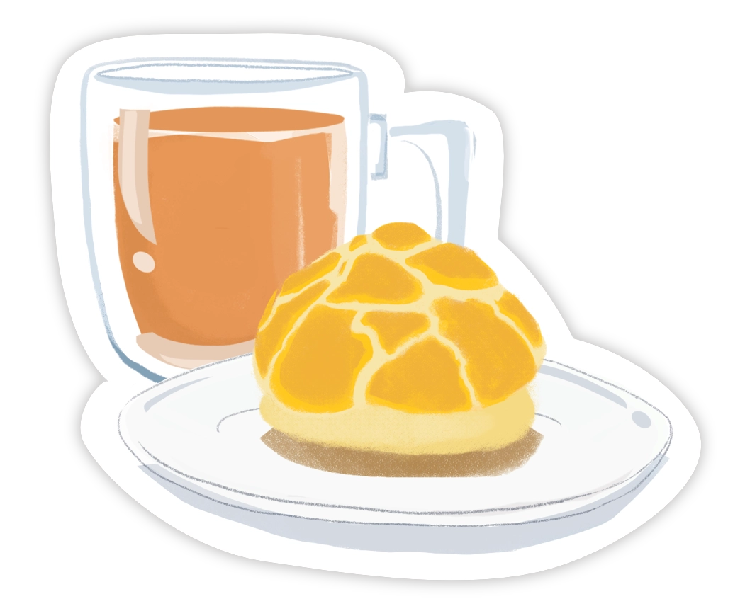 Hong Kong milk tea and pineapple bun sticker